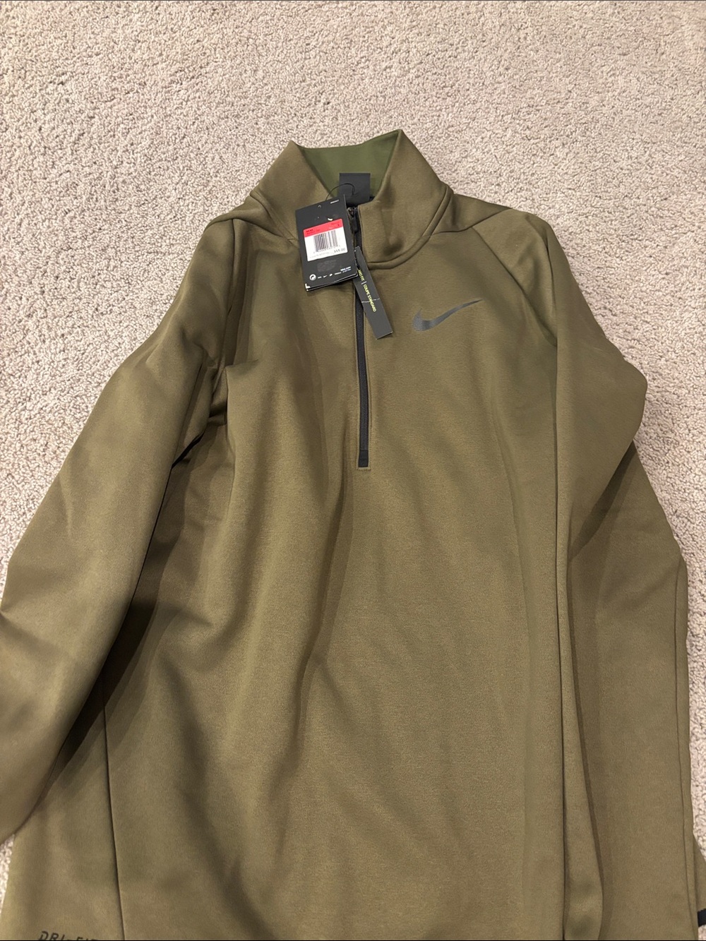 Nike Olive Green Half-Zip Performance Pullover